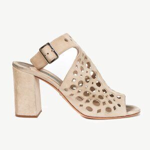 Prada Quarzo Suede Laser Cut Ankle-Strap Sandals